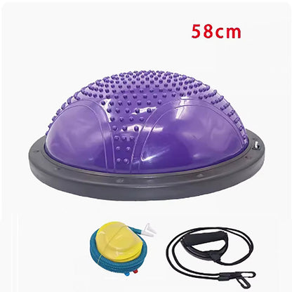 Factory Direct Sale High Quality Customized 58Cm Explosion Proof Thickened Fitness Half Pilates Balance Half Yoga Ball