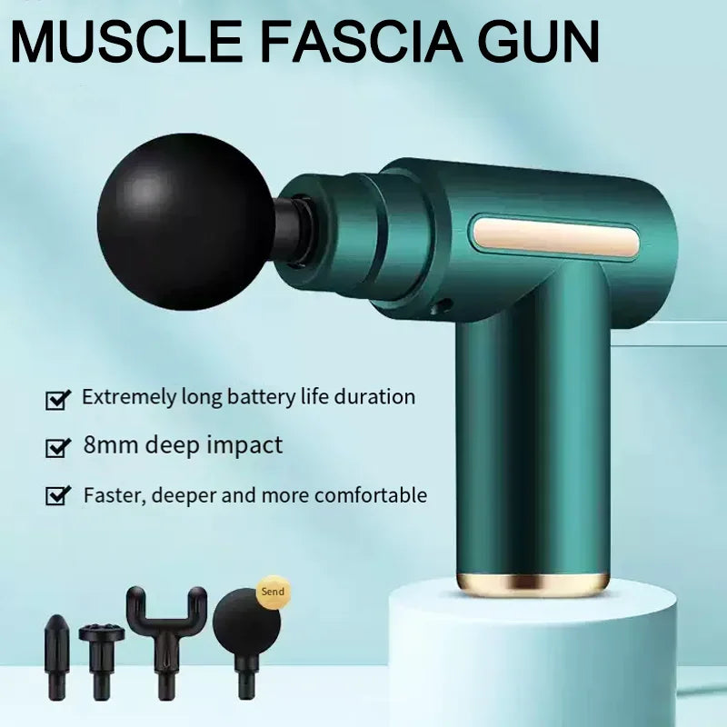 Replaceable Massage Heads Portable Fascial Gun with LED Touch Electric Percussion for Deep Muscle Relaxation and Pain Relief