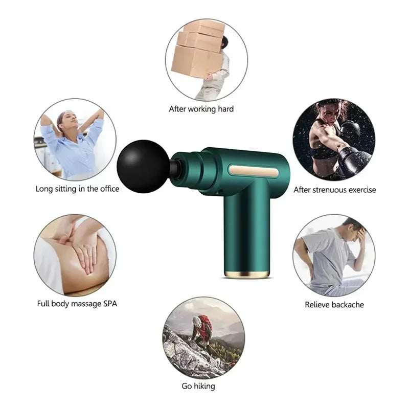 Replaceable Massage Heads Portable Fascial Gun with LED Touch Electric Percussion for Deep Muscle Relaxation and Pain Relief