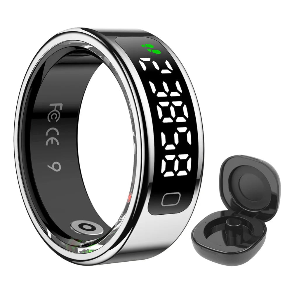 Smart Ring Health Ring with Heart Rate Blood Oxygen Sleep Monitoring Fitness Tracker Ring with Display Screen for Women&Men