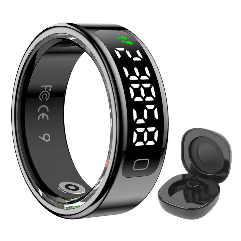 Smart Ring Health Ring with Heart Rate Blood Oxygen Sleep Monitoring Fitness Tracker Ring with Display Screen for Women&Men